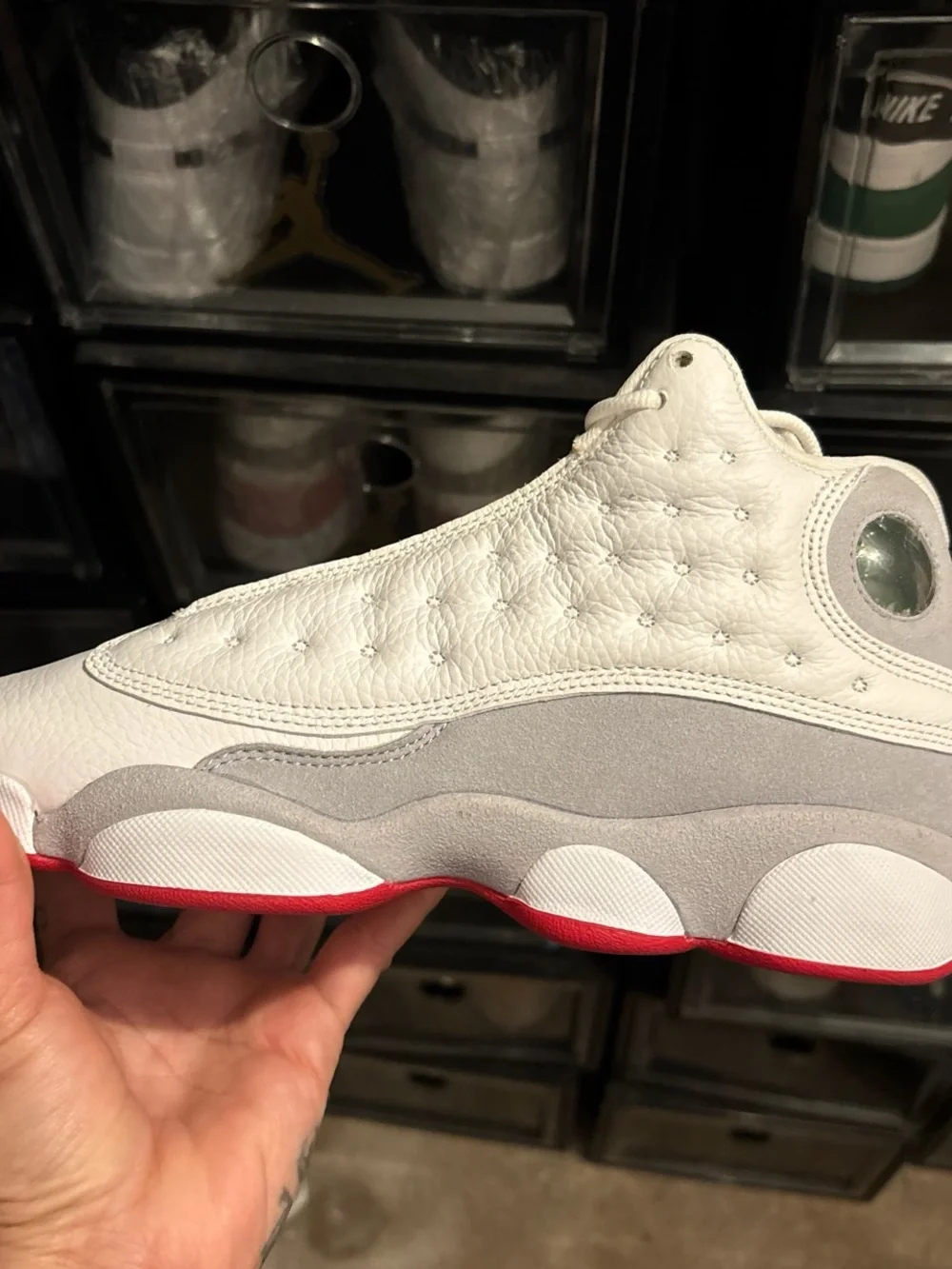 Jordan White Gray Red Retro Sneakers